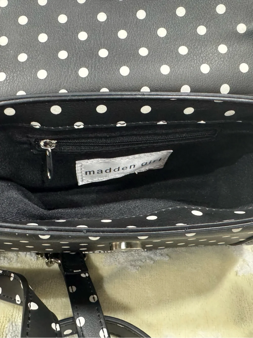 Madden Girl Black & White Polka Dot Crossbody Bag—NWT